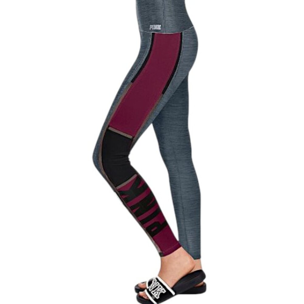 Victoria's Secret PINK Bonded Legging - Maroon and Grey - Women's Size S